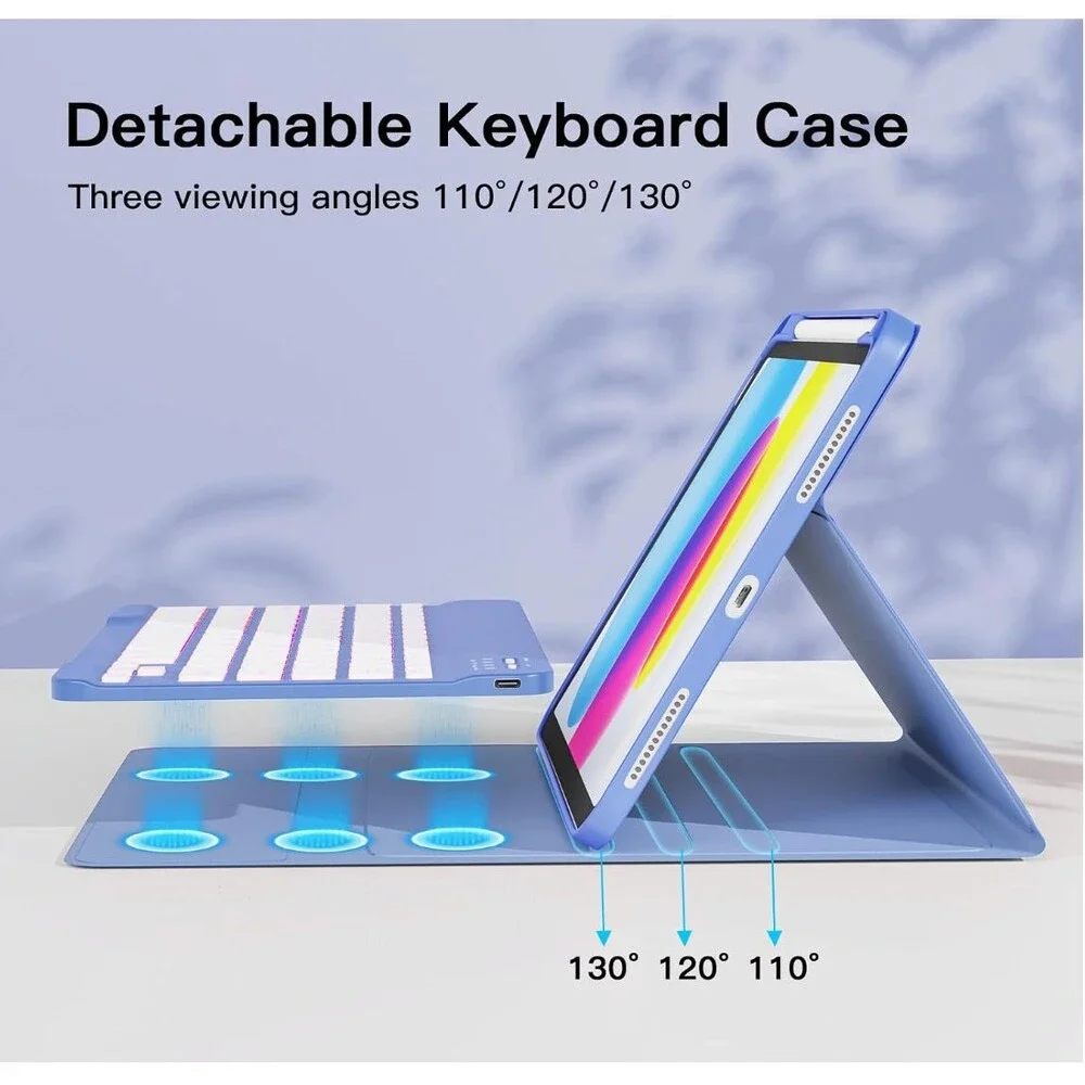 RAYMCRAFT iPad 11th A16 / 10th Gen Keyboard Case & Mouse Combo Lavender NEW